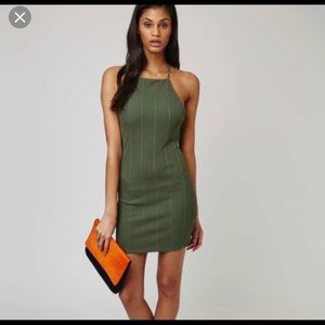 Topshop Chain Mini Dress - Olive Green